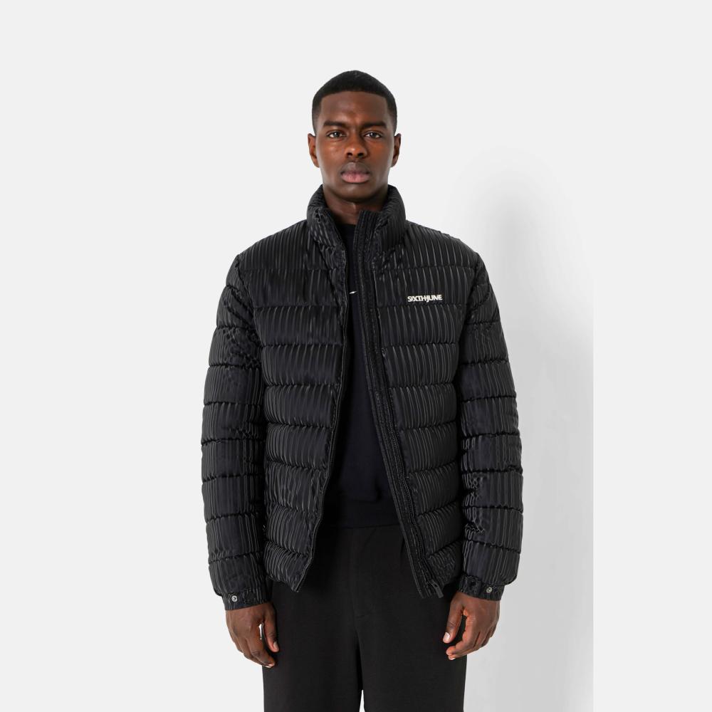 Sixth June Iridescent Metallic Puffer Jacket Black