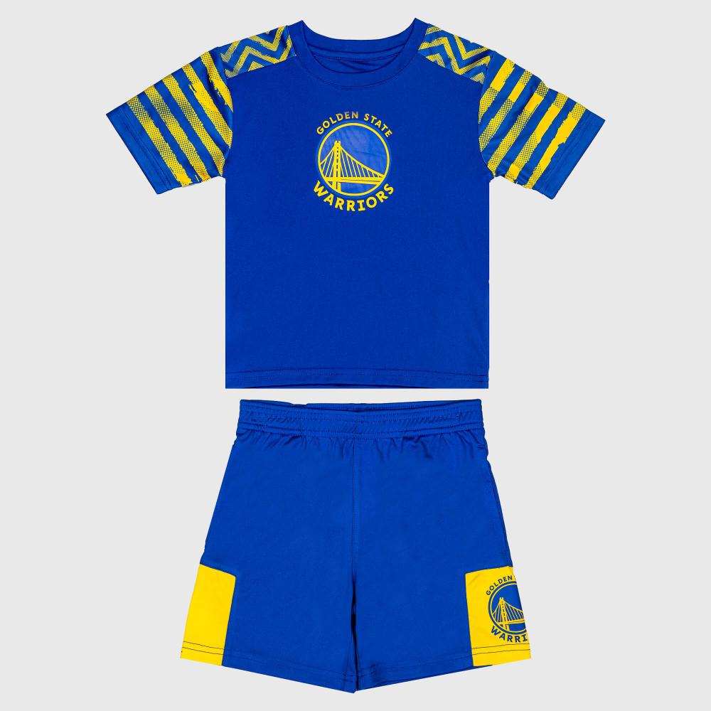 OUTERSTUFF NBA VICTORY PASS TEE SHORT SET GOLDEN STATE WARRIORS BLUE