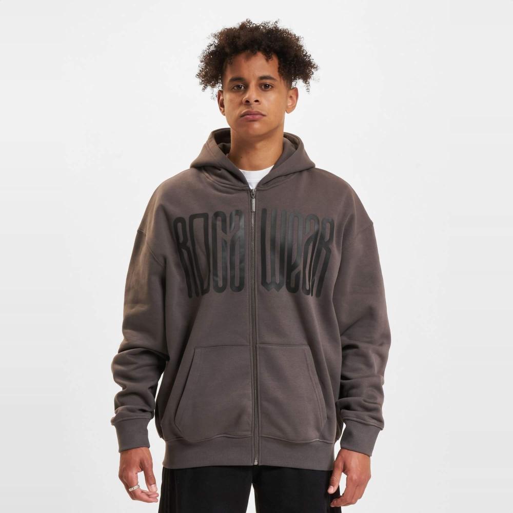 Mikina s kapucňou na zips Rocawear Tonal Logo tmavošedá