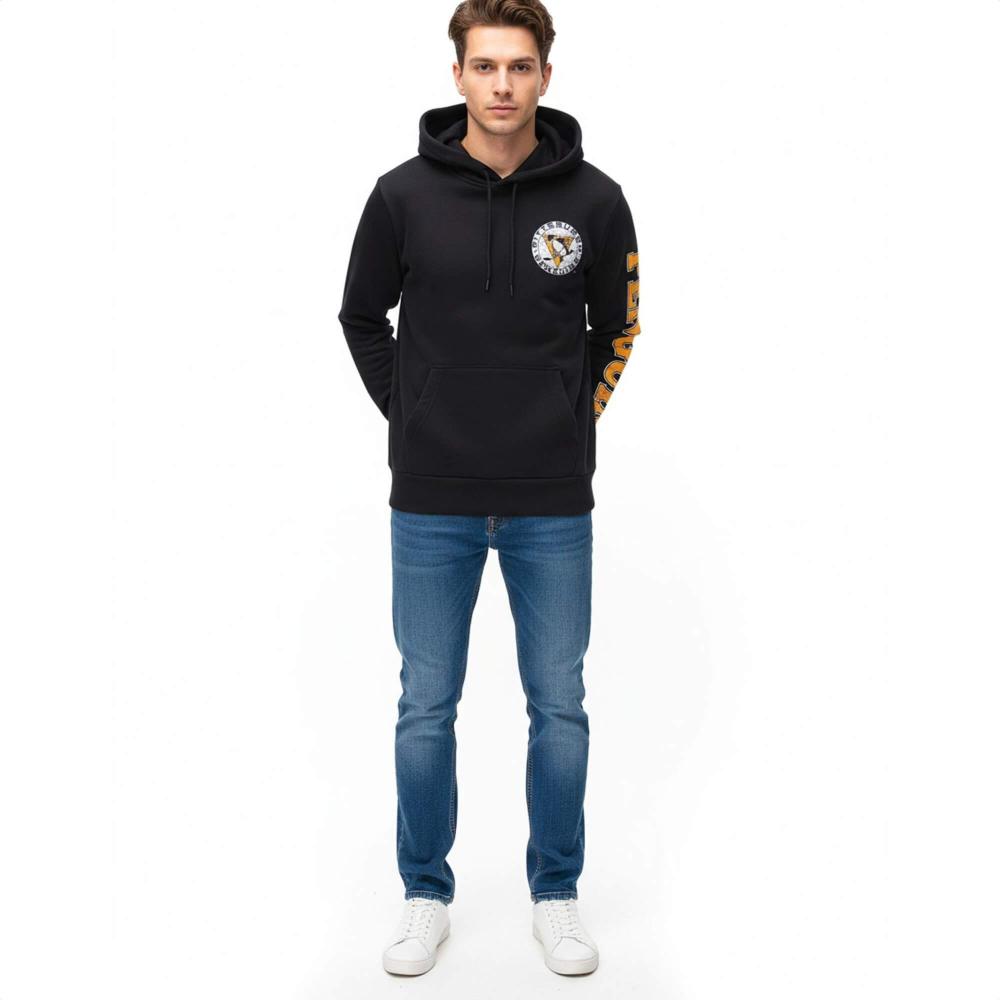 Pánska mikina s kapucňou Hollister x NHL Pittsburgh Penguins Team Logo čierna