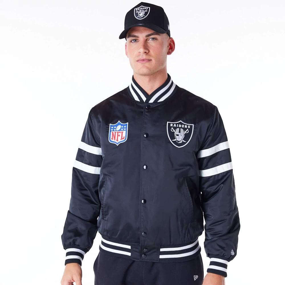 Bunda bomber NEW ERA Las Vegas Raiders NFL Satin Black Bomber Jacket čierna
