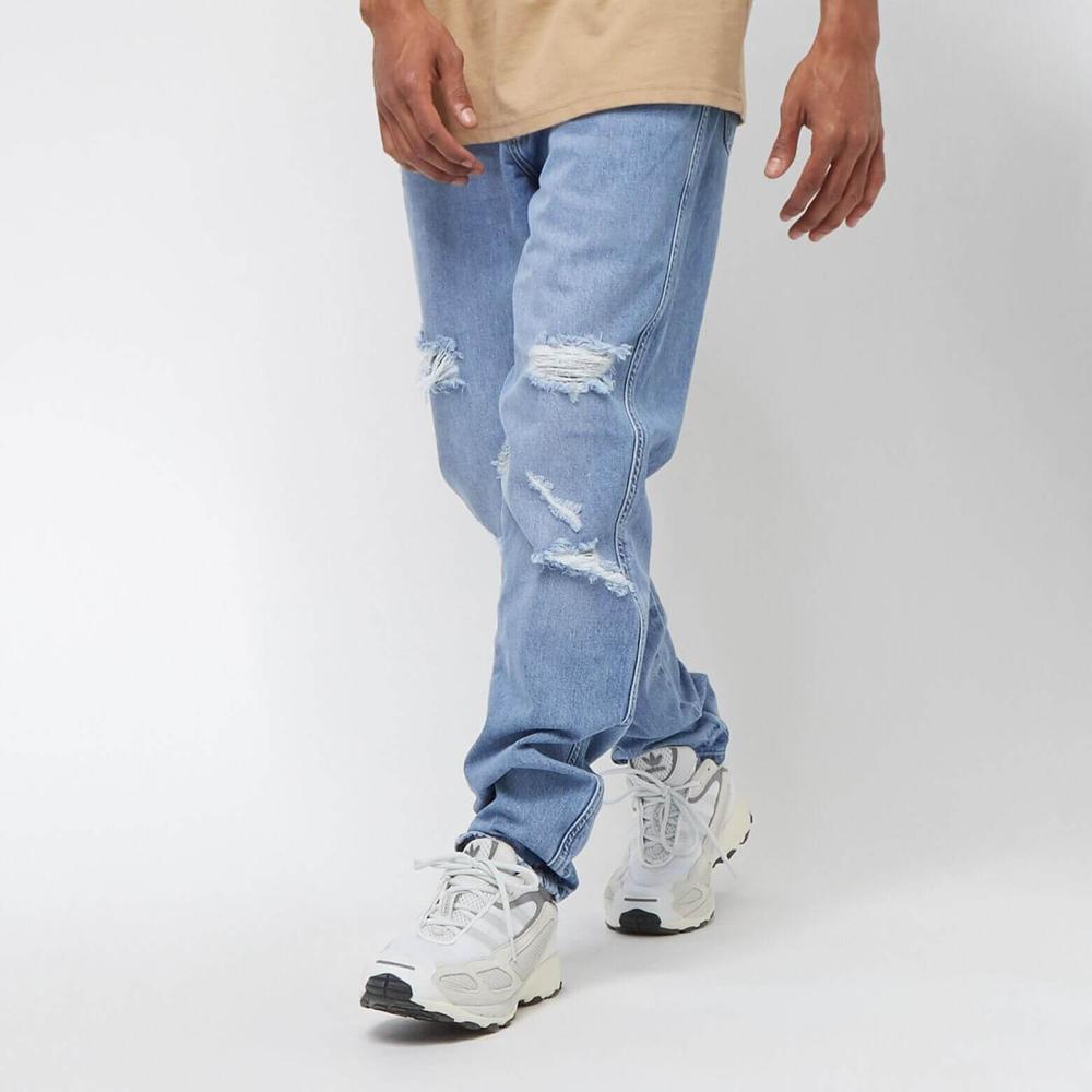 Sean John Script Logo Distressed Denim light blue