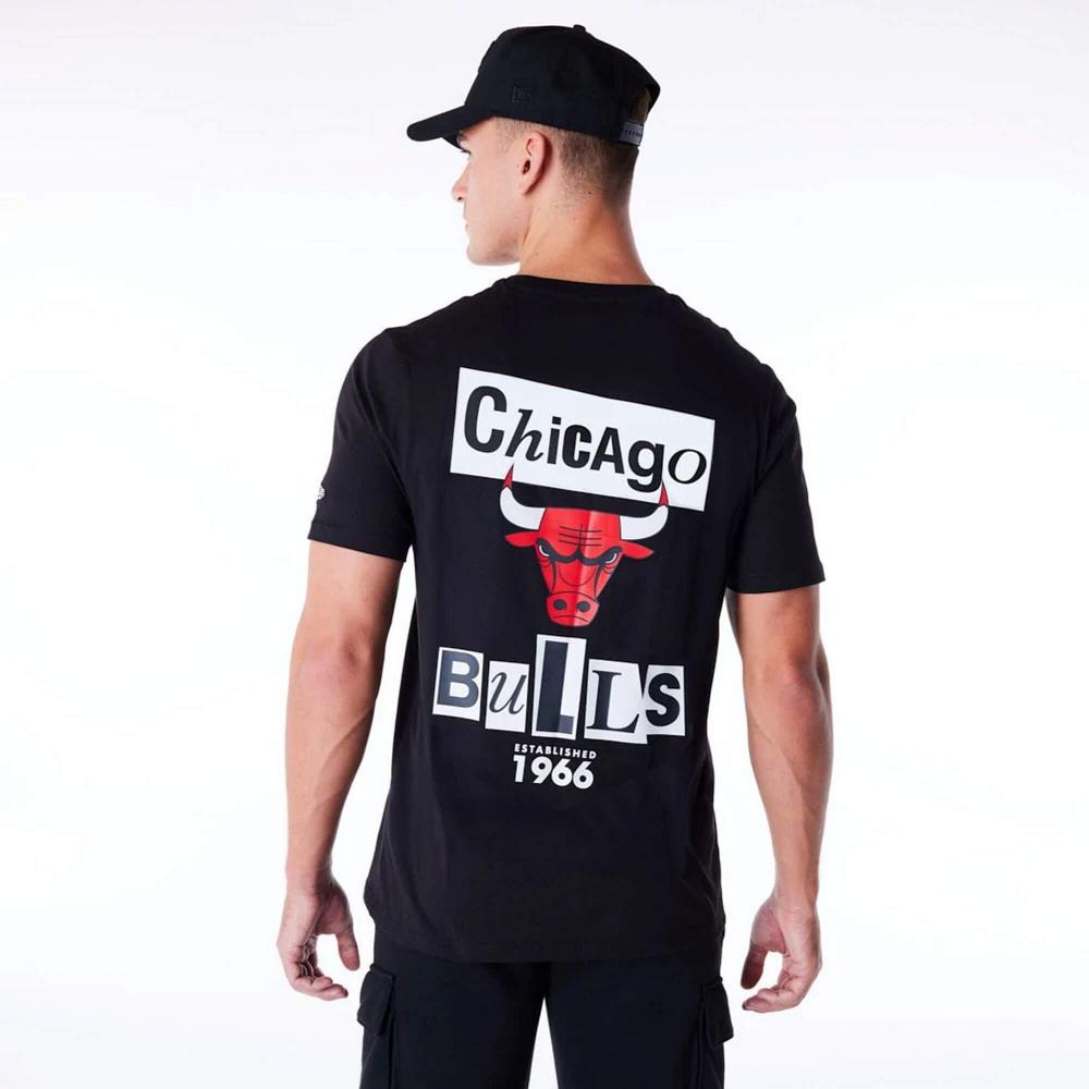 Tričko New Era NBA Chicago Bulls Newspaper Graphic Black T-Shirt čierne