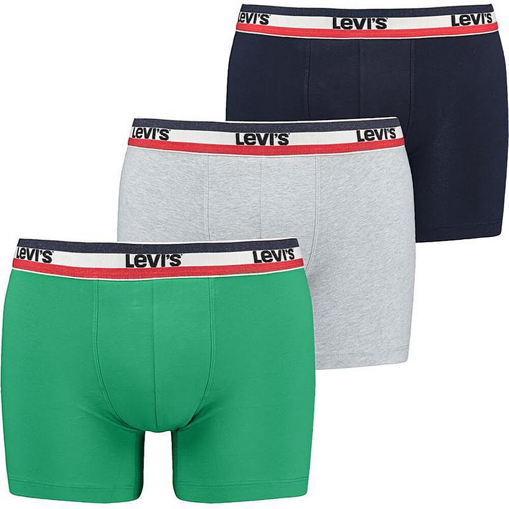 Levis Men Sprtswr Logo Boxer Brief 3P Green / Grey / Navy