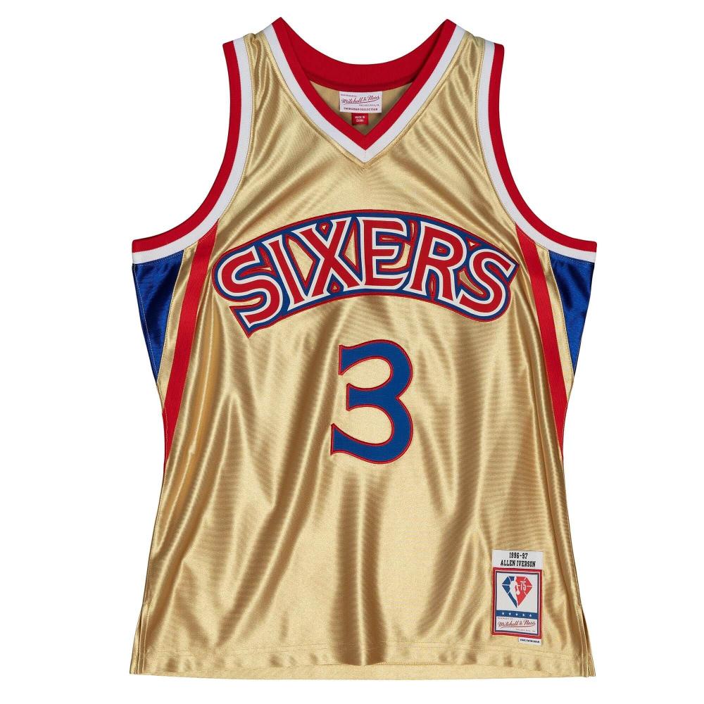 Mitchell & Ness 75th NBA Anniversary Gold Swingman Jersey PHILADELPHIA 76ERS ALLEN IVERSON Gold