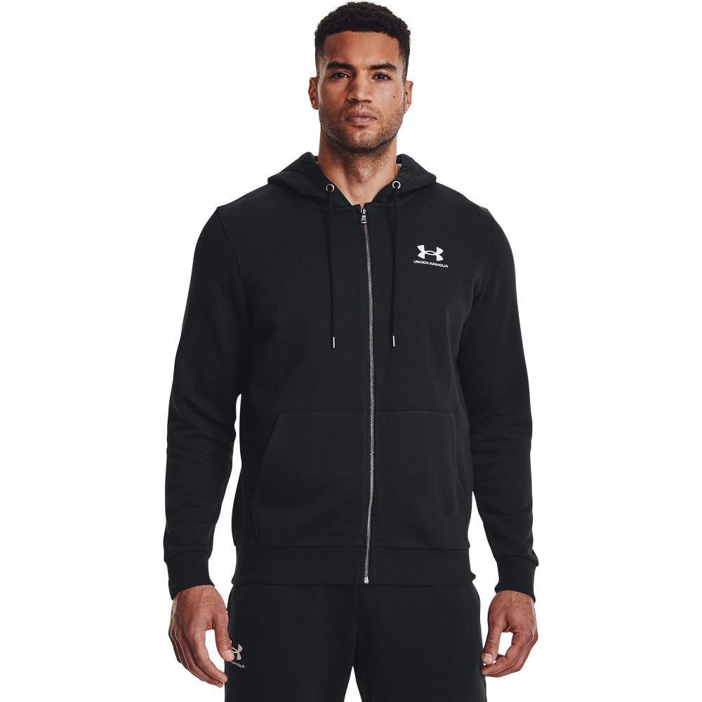 Under Armour Men's UA Essential Fleece Full-Zip Hoodie Black / White