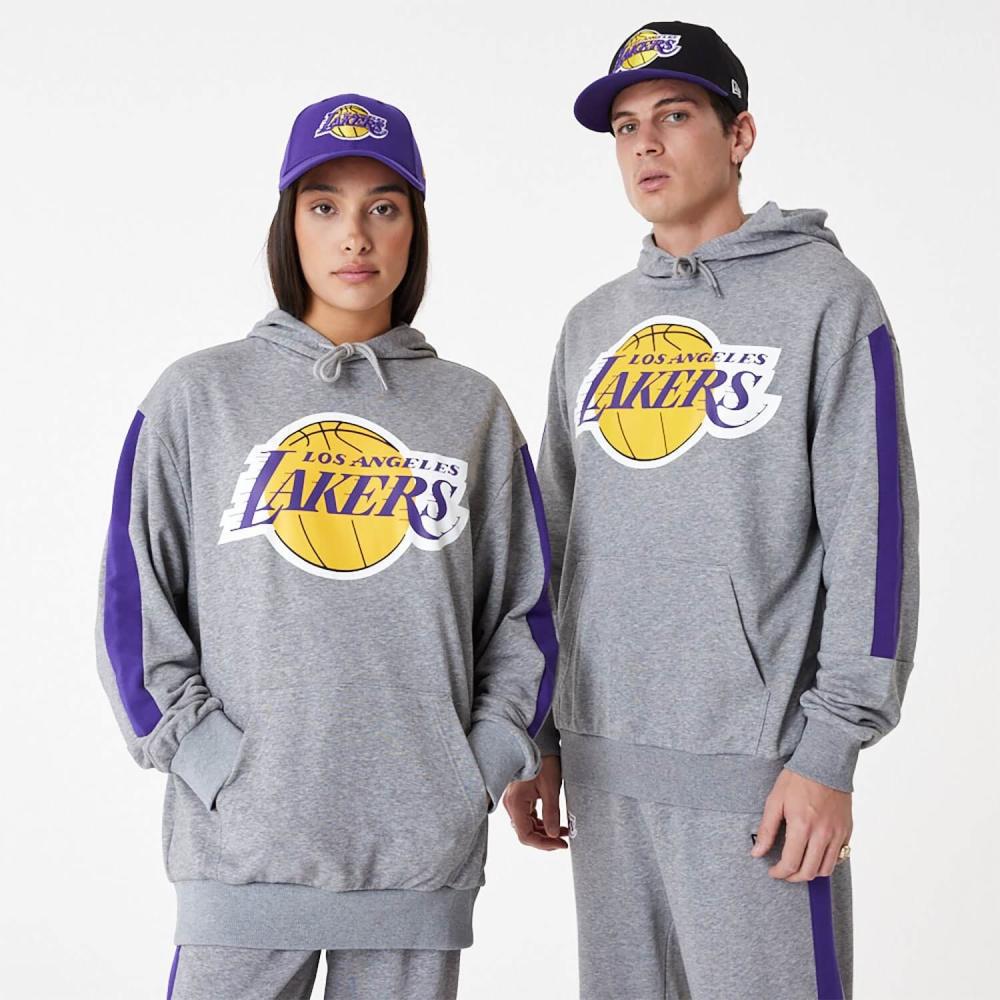 New Era NBA LA Lakers NBA Colour Block Grey Pullover Hoodie Grey