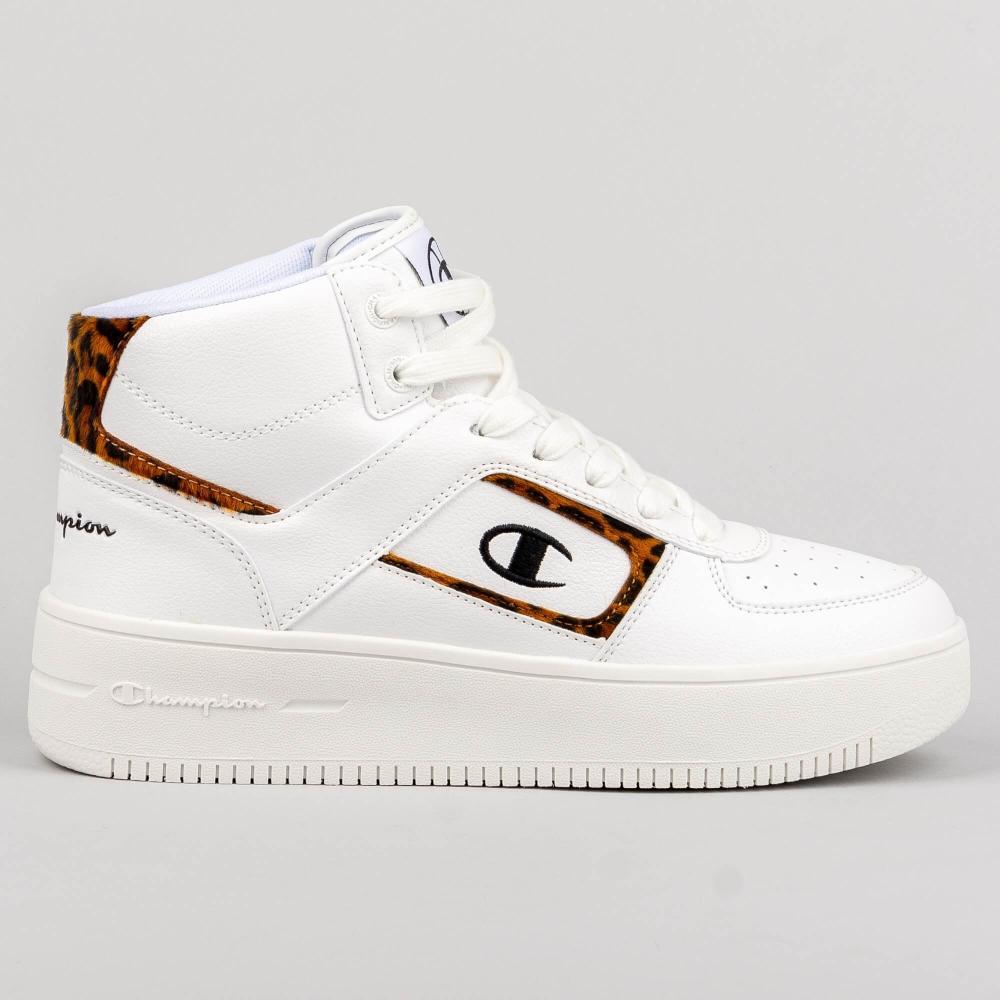 Champion Mid Cut Shoe Foul Play Plat Mid Animalier White