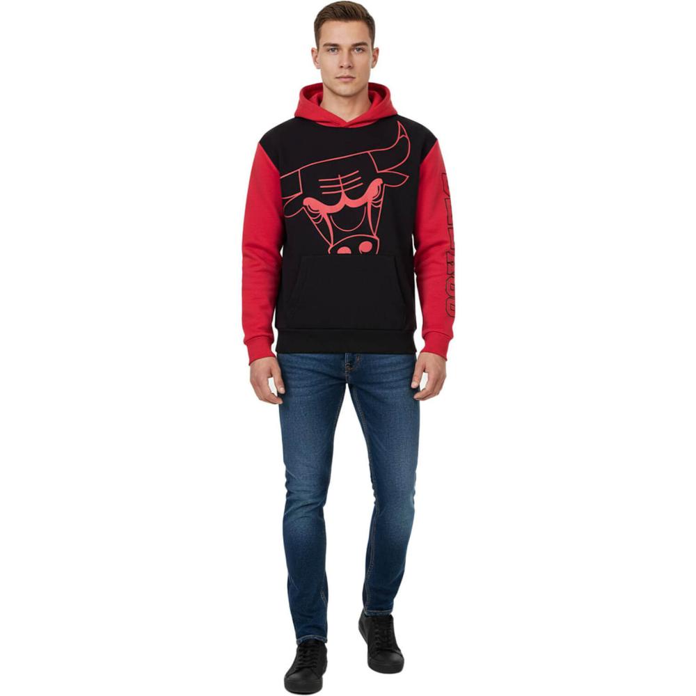 Pánska mikina s kapucňou Hollister x NBA Chicago Bulls Logo čierno-červená
