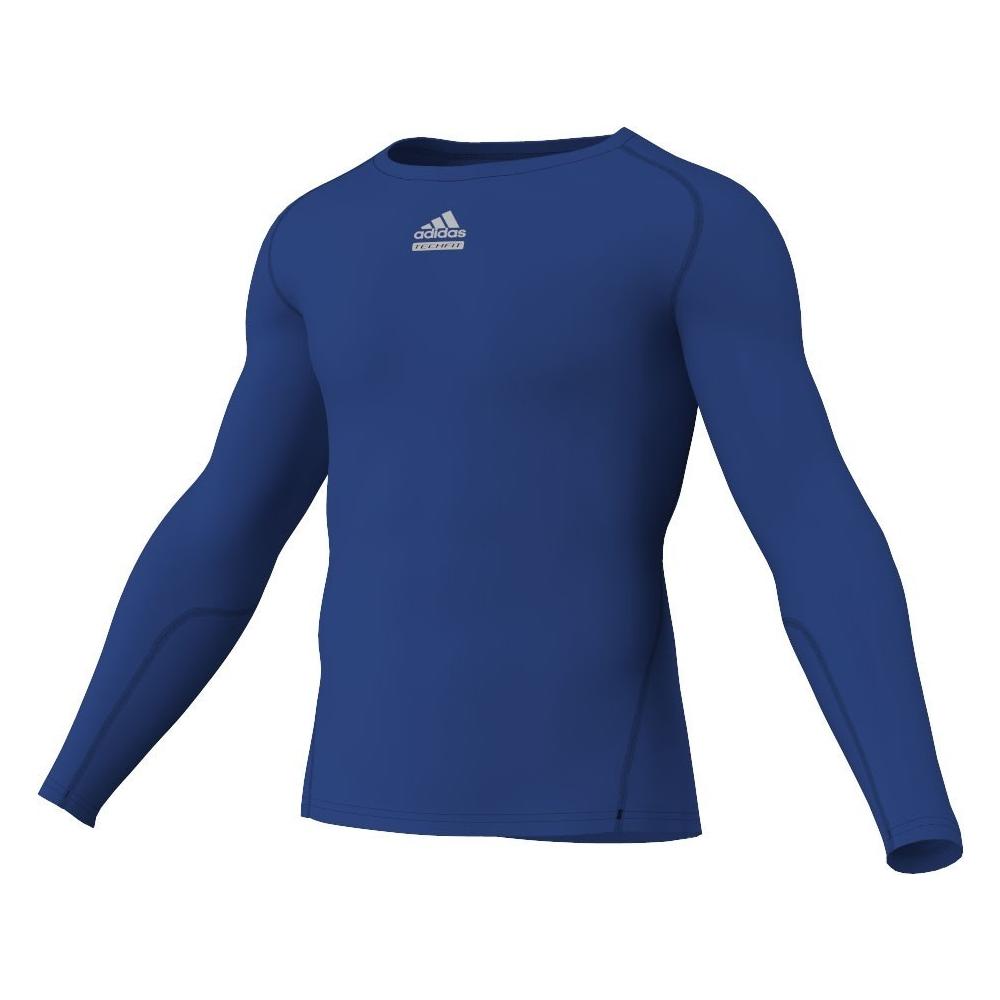 Adidas Mens Logo Techfit Long Sleeve Tops Royal