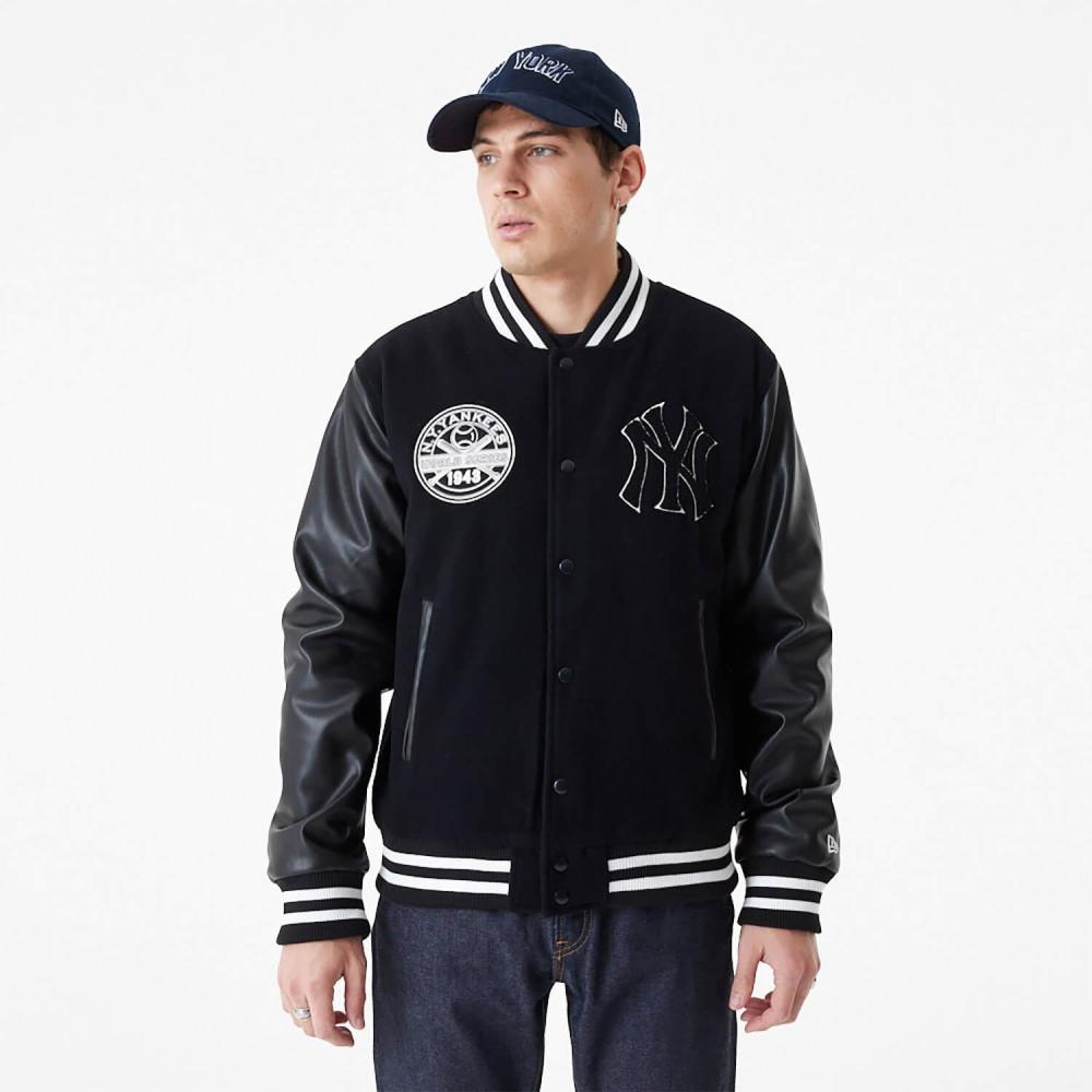 New Era MLB New York Yankees MLB Large Logo Black Varsity Jacket Black
