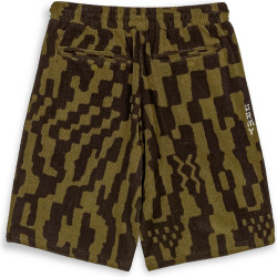 Grimey Wear Lucky Dragon All Over Jacquard Terry Towelling Baggy Sweatshorts Black