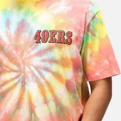 Re:Covered NFL 49Ers Helmet Rainbow Tie Dye Relaxed T-Shirt