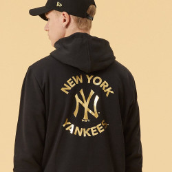 NEW ERA mikina MLB Team logo metallic print hoody NEW YORK YANKEES Black