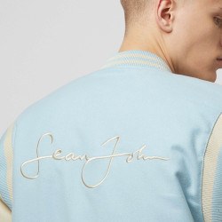 Sean John SJ Script Logo SJ Collegejacket light blue/light sand