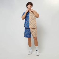 Karl Kani KK Small Signature Paisley Block Resort Shorts blue/sand