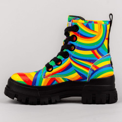 Buffalo Aspha Lace Up Hi Black Rainbow (Vegan Nappa)