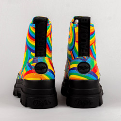 Buffalo Aspha Lace Up Hi Black Rainbow (Vegan Nappa)
