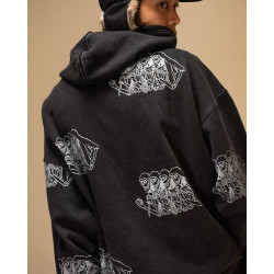 Mikina Jacker Skeleton Hoodie Garment Dyed čierna