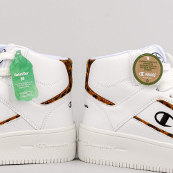 Champion Mid Cut Shoe Foul Play Plat Mid Animalier White