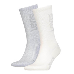 Levis Unisex Tonal Logo Regular Cut (2-Pack) Crew Sock Marshmellow/Light Grey Mel