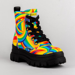 Buffalo Aspha Lace Up Hi Black Rainbow (Vegan Nappa)