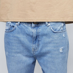 Sean John Script Logo Distressed Denim light blue
