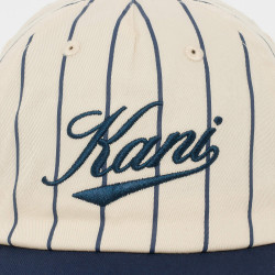 Šiltovka Karl Kani Cursive Varsity Pinstripe Baseball Cap krémová biela