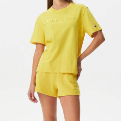 Champion Wmns Knitted Champion Logo Crewneck T-Shirt Yellow