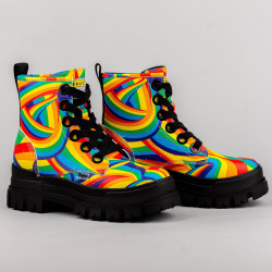 Buffalo Aspha Lace Up Hi Black Rainbow (Vegan Nappa)