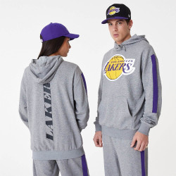 New Era NBA LA Lakers NBA Colour Block Grey Pullover Hoodie Grey
