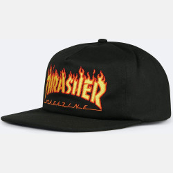 Thrasher Flame Embroidered Snapback Black