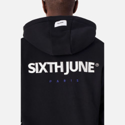 Sixth June Essentiel Bitone Zip Up Hoodie Black