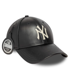 Kožená šiltovka New Era New York Yankees MLB Leather Black 9FORTY M-Crown Adjustable Cap čierna