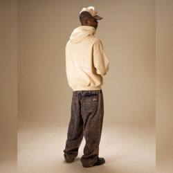 Mikina Jacker Rough Garment Dyed Premium Hoodie Zip béžová