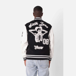 Sixth June Skull Retro Varsity Jacket Black