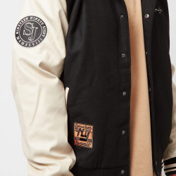 Sean John SJ Script Logo Retro Car College Jacket black/light beige