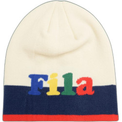 Fila Bowie Back To School Colorful Logo Intarsia Beanie Antique White-Medieval Blue-True Red