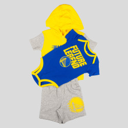 OUTER STUFF NBA SLAM DUNK 3PC SS CREEPER SET GOLDEN STATE WARRIORS Blue/Yellow/Grey