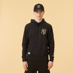NEW ERA mikina MLB Team logo metallic print hoody NEW YORK YANKEES Black