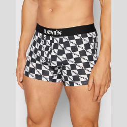 Levis Men Logo Checkerboard Boxer Brief 2P Black Combo