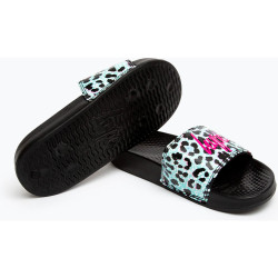 Hype Kids Unisex Black Ice Leopard Script Sliders