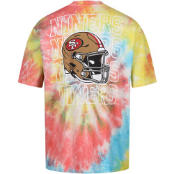 Re:Covered NFL 49Ers Helmet Rainbow Tie Dye Relaxed T-Shirt
