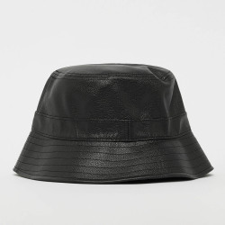 Sean John Script Logo Fake Leather Buckethat Black