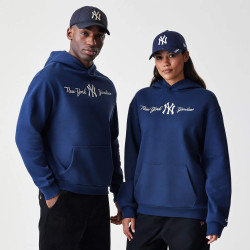 Mikina NEW ERA New York Yankees MLB Script Navy Oversized Pullover Hoodie tmavomodrá
