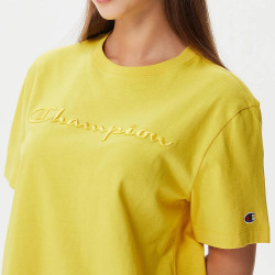 Champion Wmns Knitted Champion Logo Crewneck T-Shirt Yellow