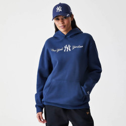Mikina NEW ERA New York Yankees MLB Script Navy Oversized Pullover Hoodie tmavomodrá