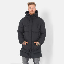 Sixth June Long Puffer Jacket With Hood Black