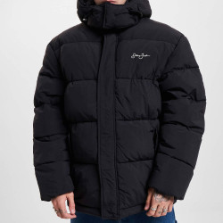 Sean John SJ Script Logo Hooded Puffer Jacket black