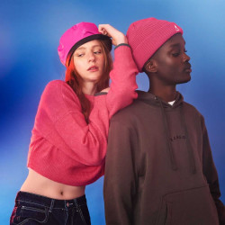 Kangol Nylon Plush Rev Beret Black/Electric Pink